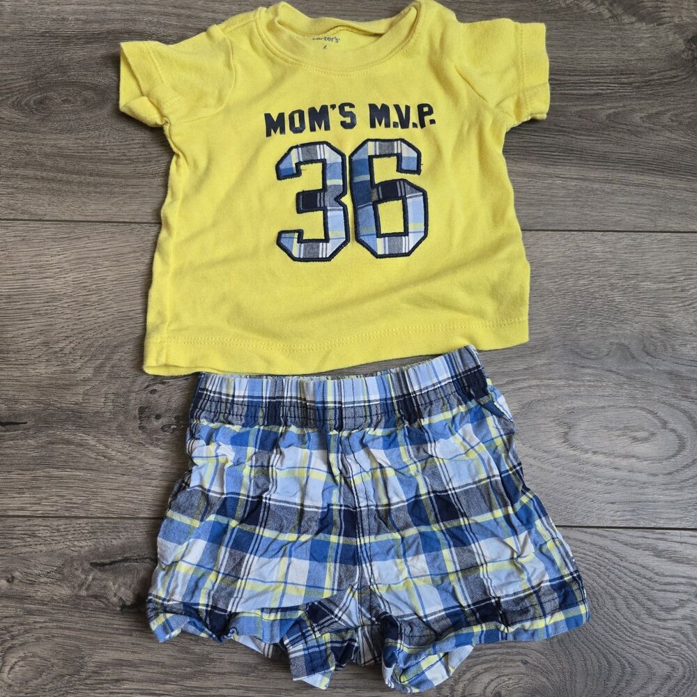 Carter’s 6 Month Baby Boy 6pc Summer Outfit Set Monkey Truck MVP Shirts Shorts - Picture 6 of 16